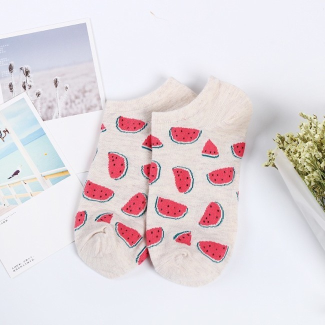 Colorful fruit Invisible Short Woman Sweat summer comfortable cotton girl women's boat socks ankle low female 1pair=2pcs ws194