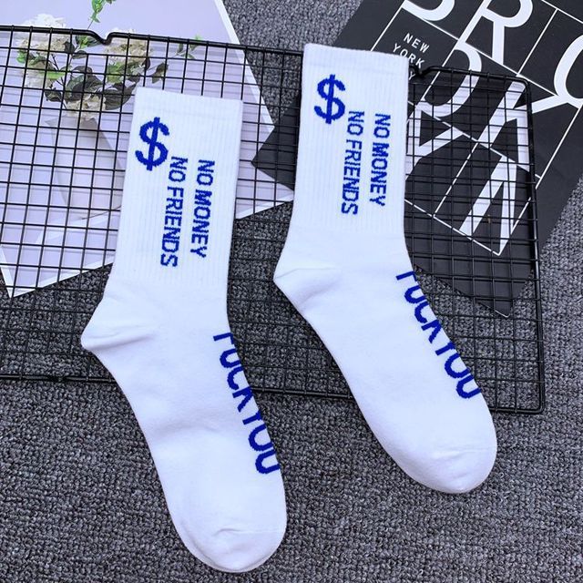 DONG AI Fashion Word Socks Street Halajuku Humored Sock Creative Sokken Hip Hop Street Skateboard Basketball Women Crew Sox