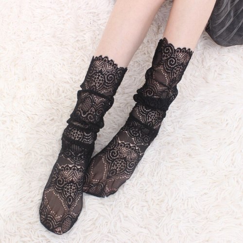Sale Sexy Retro Lace Floral Mesh Women Girl Socks Elastic  Summer Fashion Lady Transparent Short Socks