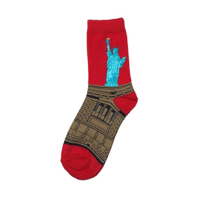 Men Cotton Retro Abstract Oil Painting Art Socks Shout Modern Van Gogh Starry Night Happy Oil Painting Skateboard Sock