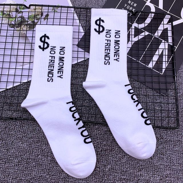 DONG AI Fashion Word Socks Street Halajuku Humored Sock Creative Sokken Hip Hop Street Skateboard Basketball Women Crew Sox