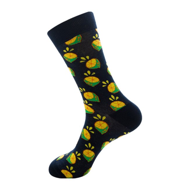 Men Socks Funny Cute Cartoon Graphics Fruits Orange Color Cherry Banana Strawberry Japanese Harajuku skateboard Sock
