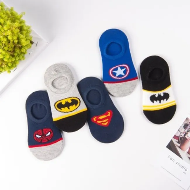 5 Pairs Baby Boy Socks Cartoon Marvel Iron Man Superman Spiderman Batman Super Hero Kid Girl Cotton Socks Summer Thin Breathable