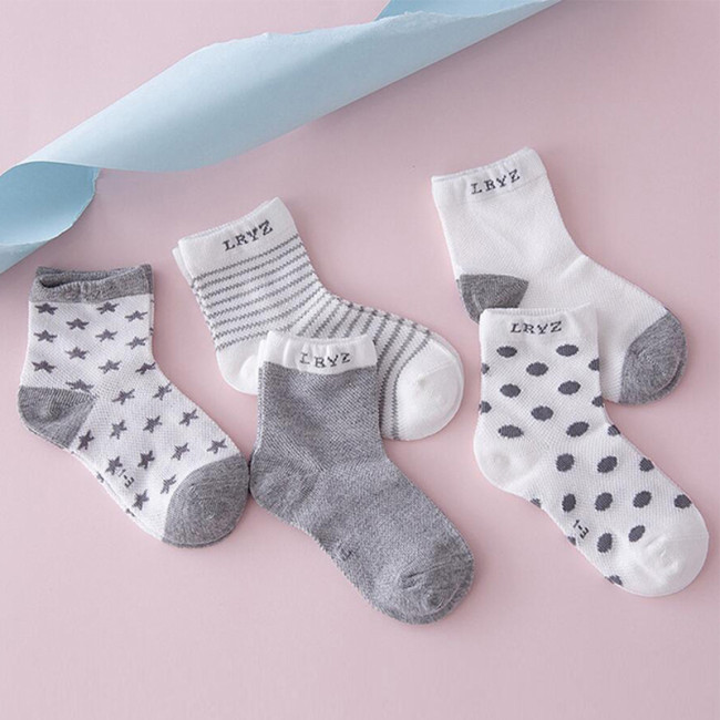 5 Pair=10PCS/lot 2019 New Dot Kids Socks Summer Thin Comfortable Breathable Cotton Fashion Baby Socks Toddler Girls for 0~6 Year