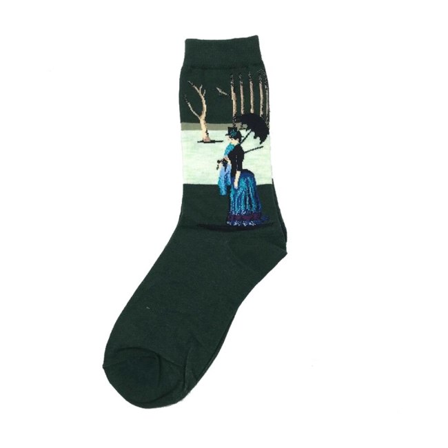 Men Cotton Retro Abstract Oil Painting Art Socks Shout Modern Van Gogh Starry Night Happy Oil Painting Skateboard Sock