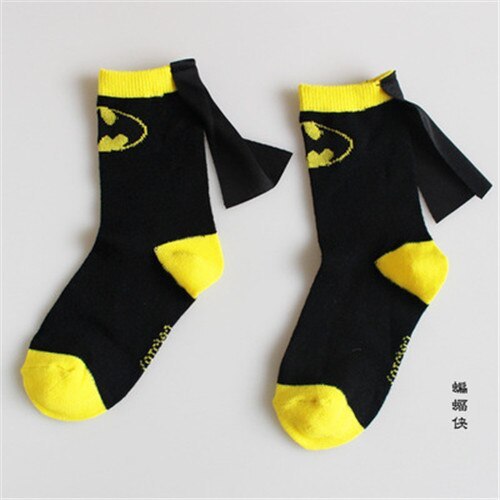 1 Pair New All Season Kids Cotton Character Marvel Socks Super Hero Pattern Handmade Clock Sewing Dance Baby Socks
