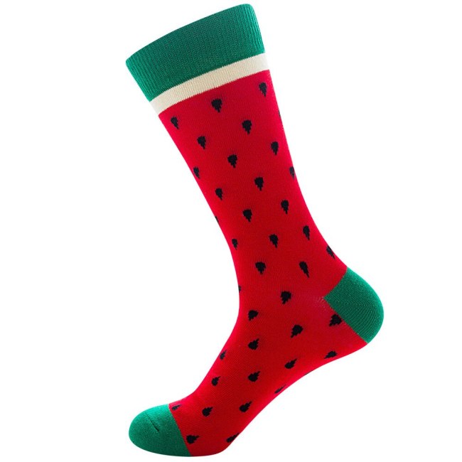 Men Socks Funny Cute Cartoon Graphics Fruits Orange Color Cherry Banana Strawberry Japanese Harajuku skateboard Sock