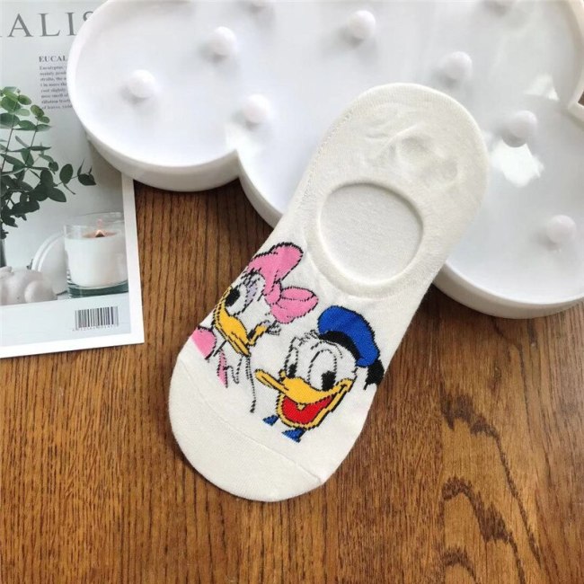 Disney Women Socks Cartoon Animal  mouse socks cute Kawaii Funny ankle Socks invisible Silicone slip Socks girl Cotton boat sock