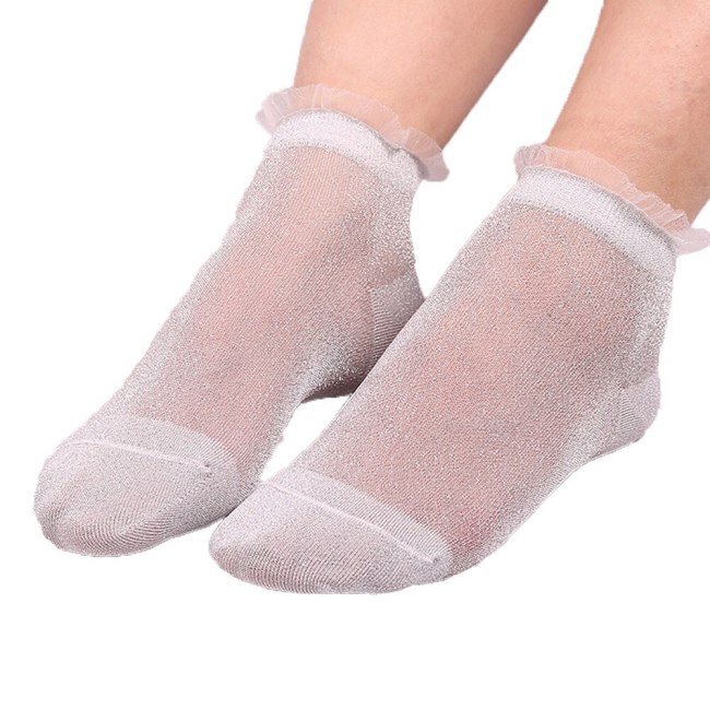 Lace boat socks Casual Socks Women Summer Sheer Silky Glitter Transparent Long Ankle Socks Elegant Of Fresh Women Summer Socks