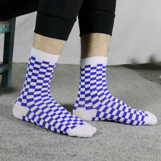 Korea Funky Harajuku Trend Women Checkerboard Socks Geometric Checkered Socks Men Hip Hop Cotton Unisex Streetwear Novelty Socks