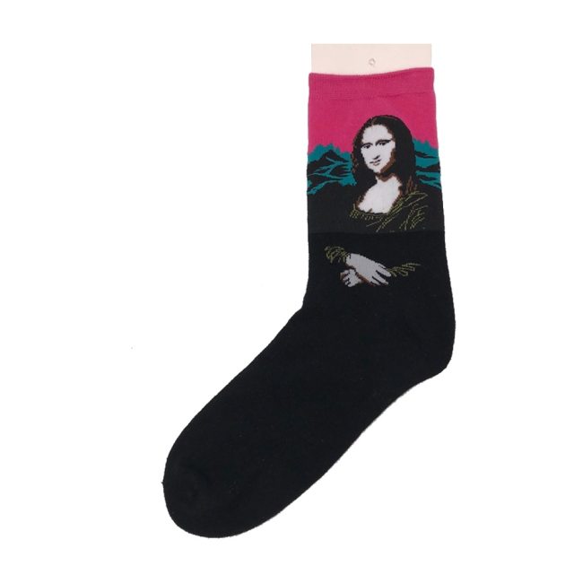 Men Cotton Retro Abstract Oil Painting Art Socks Shout Modern Van Gogh Starry Night Happy Oil Painting Skateboard Sock