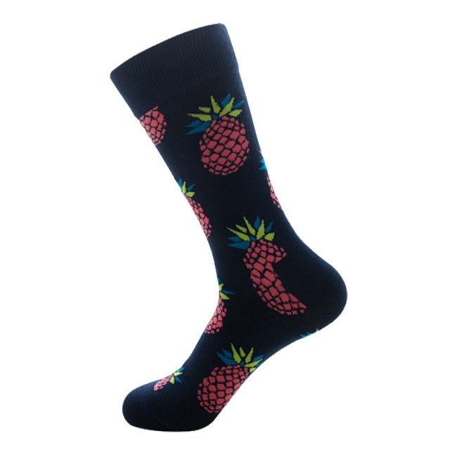 Men Socks Funny Cute Cartoon Graphics Fruits Orange Color Cherry Banana Strawberry Japanese Harajuku skateboard Sock