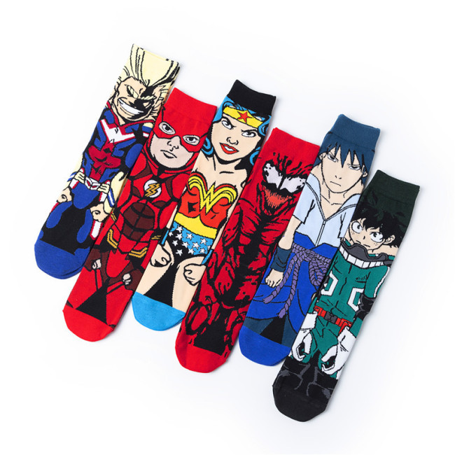 japan Anime marvel cartoon Cosplay socks men anime Character Crew Socks Kids Adult Cotton Sock Breathable High Stockings New