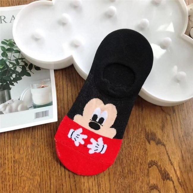 Disney Women Socks Cartoon Animal  mouse socks cute Kawaii Funny ankle Socks invisible Silicone slip Socks girl Cotton boat sock