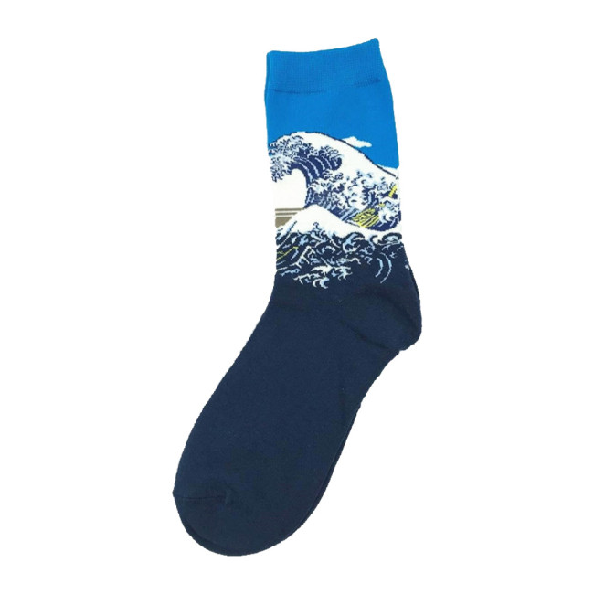 Men Cotton Retro Abstract Oil Painting Art Socks Shout Modern Van Gogh Starry Night Happy Oil Painting Skateboard Sock