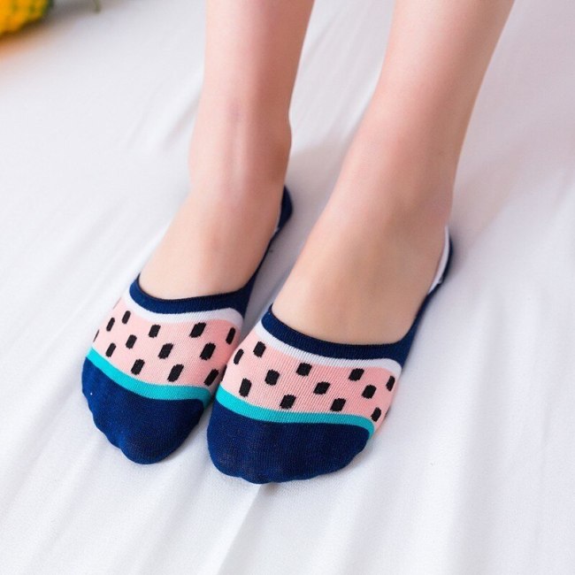 Colorful fruit Invisible Short Woman Sweat summer comfortable cotton girl women's boat socks ankle low female 1pair=2pcs ws194