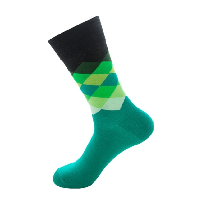 Mens Happy Striped Socks Quality Plaid Diamond Sock Men Combed Cotton Calcetines Largos Hombre