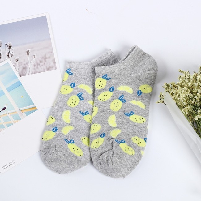 Colorful fruit Invisible Short Woman Sweat summer comfortable cotton girl women's boat socks ankle low female 1pair=2pcs ws194