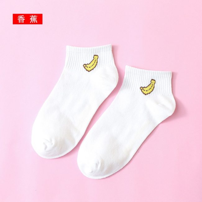Colorful fruit Invisible Short Woman Sweat summer comfortable cotton girl women's boat socks ankle low female 1pair=2pcs ws194