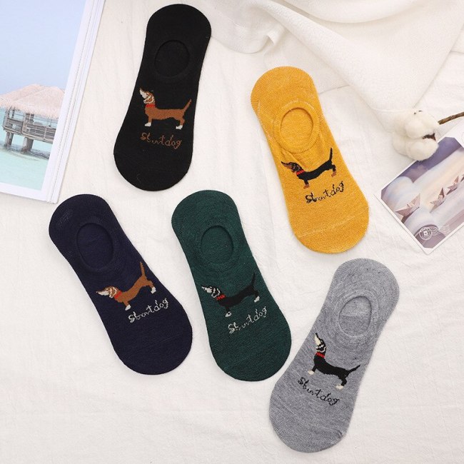 5 Pairs/lot Summer Cotton Ankle Socks For Korea Women's Cartoon Animal Cat Panda Pig Short Socks Female Sokken Slippers Meias