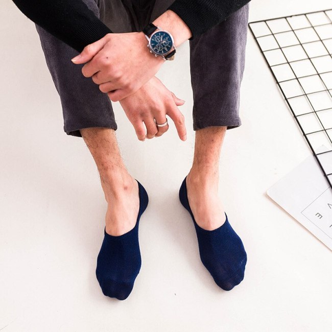 5 Pairs/Lot New Cotton Men Invisible Socks Men Sock Slippers Silicone Soft Breathable Sweat absorpt Anti-skid Solid Summer Socks
