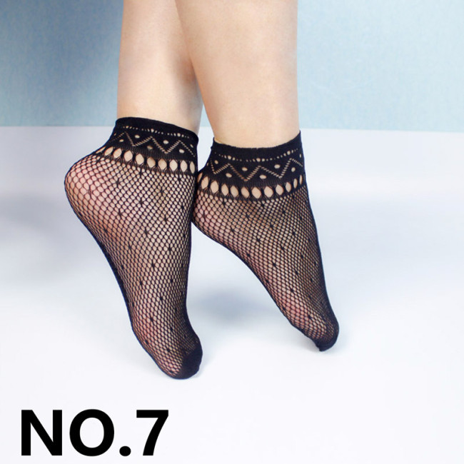 harajuku Sale Women's summer sexy mesh silk sock for female ultrathin transparent nylon short socks with lace high plus size