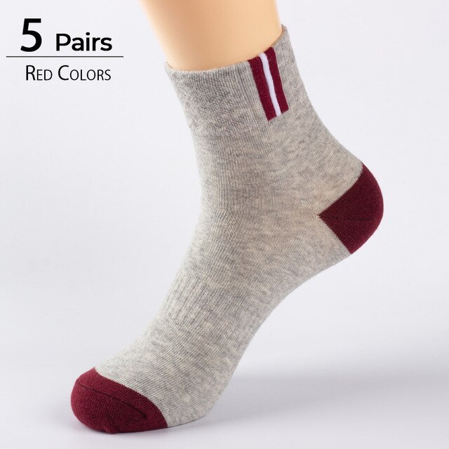 10Pcs=5 Pairs Mens Autumn Summer Socks Classic Patchwork Mesh Breathable Cotton Men Short Deodorant Male Socks Meias EU39-44