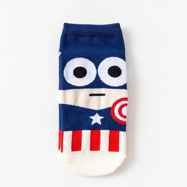 2019 Super hero 1 pair Cartoon children Teenagers short socks boys kids men America Captain adult Boat sock spiderman Cartoon