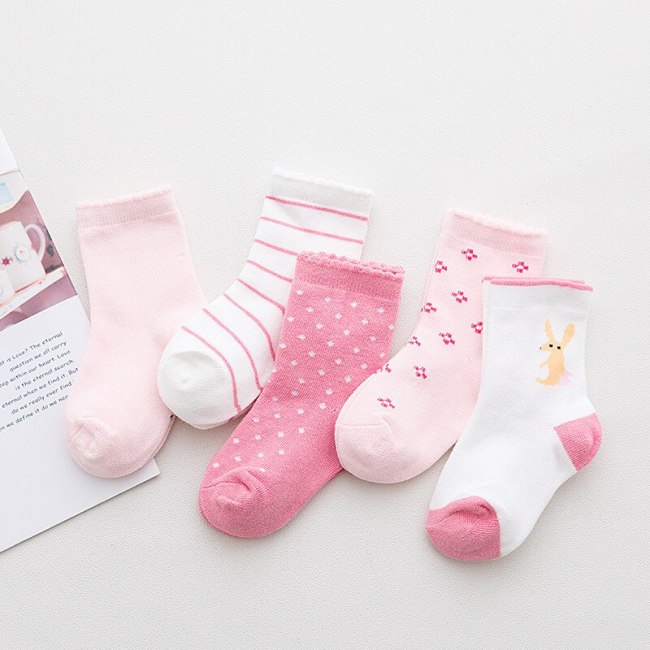 5 Pair/Lot Kids Soft Cotton Socks Boy Girl Baby Cute Cartoon Warm Stripe Smiley Fashion Sport Socks Autumn Winter Children Gift