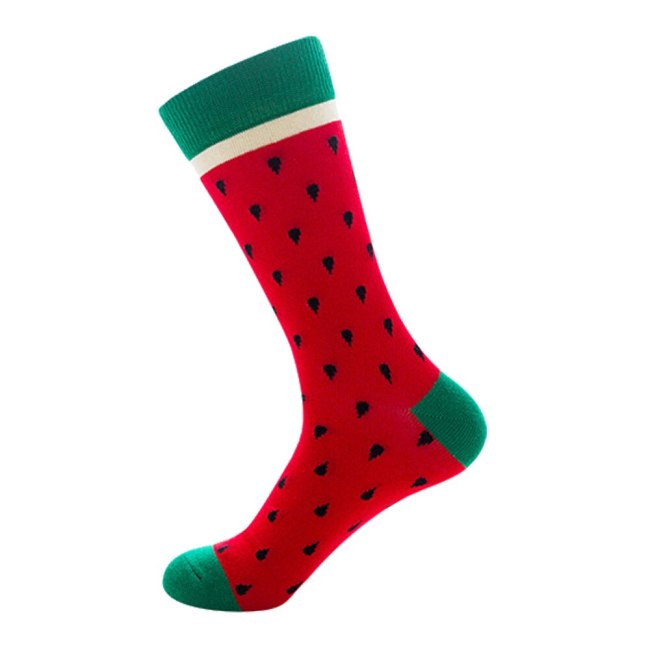 Men Socks Funny Cute Cartoon Graphics Fruits Orange Color Cherry Banana Strawberry Japanese Harajuku skateboard Sock