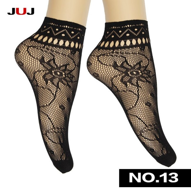 harajuku Sale Women's summer sexy mesh silk sock for female ultrathin transparent nylon short socks with lace high plus size