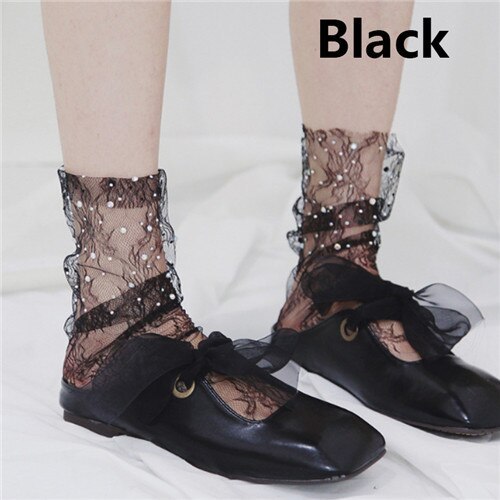 Sale Sexy Retro Lace Floral Mesh Women Girl Socks Elastic  Summer Fashion Lady Transparent Short Socks