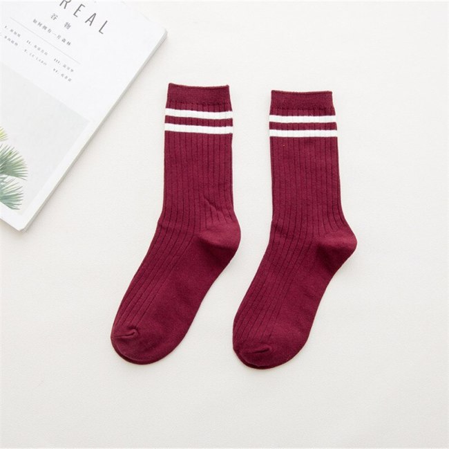 Funny Cute Japanese High School Girls Cotton Loose Striped Crew Socks Colorful Women Sox  Harajuku  Designer Retro Yellow White
