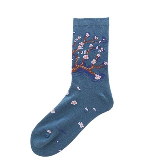 Men Cotton Retro Abstract Oil Painting Art Socks Shout Modern Van Gogh Starry Night Happy Oil Painting Skateboard Sock