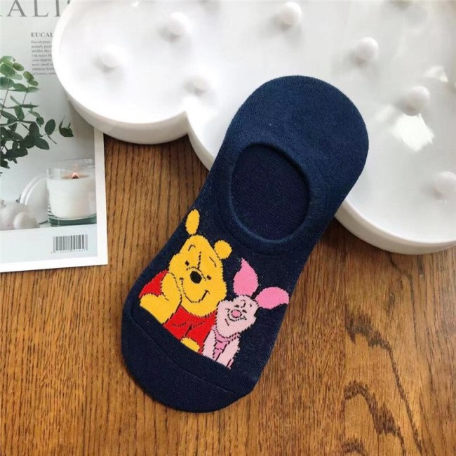 Disney Women Socks Cartoon Animal  mouse socks cute Kawaii Funny ankle Socks invisible Silicone slip Socks girl Cotton boat sock