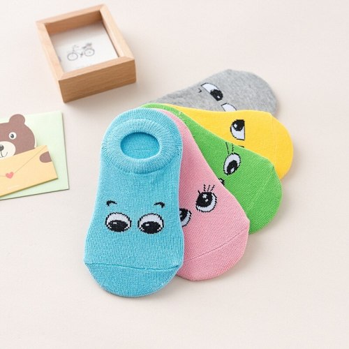 WARMOM 5 Pair Children Short Socks Cartoon Zebra Pattern Soft Cotton Kids Socks Printed Knitting Socks Maternal Infant Supply
