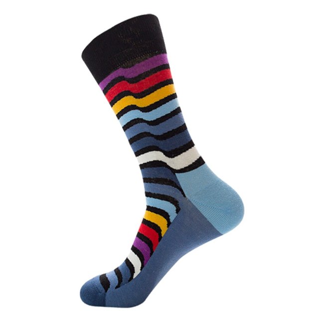 Mens Happy Striped Socks Quality Plaid Diamond Sock Men Combed Cotton Calcetines Largos Hombre