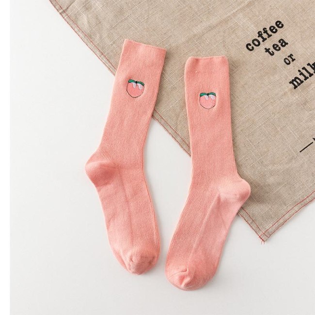 Women Socks Funny Cute Cartoon Fruits Banana Avocado Lemon Egg Cookie Donuts Food Happy Japanese Harajuku skateboard  Socks