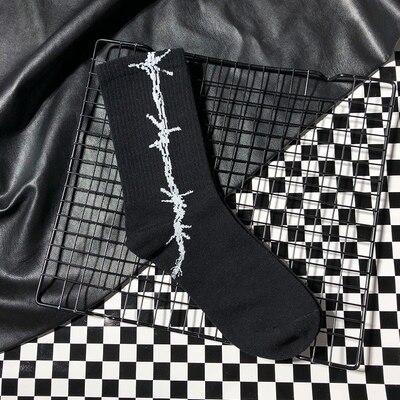 Original design barbed wire pattern men and women socks trend fashion street hip hop style cool unique socks