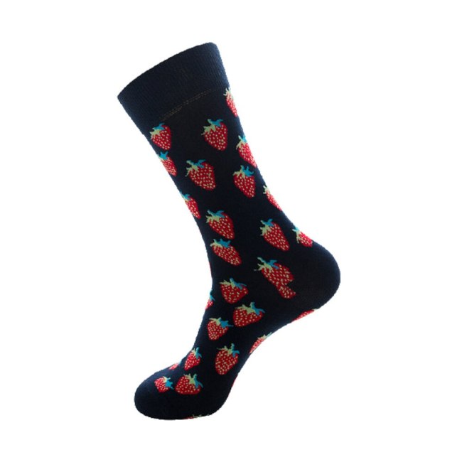 Men Socks Funny Cute Cartoon Graphics Fruits Orange Color Cherry Banana Strawberry Japanese Harajuku skateboard Sock