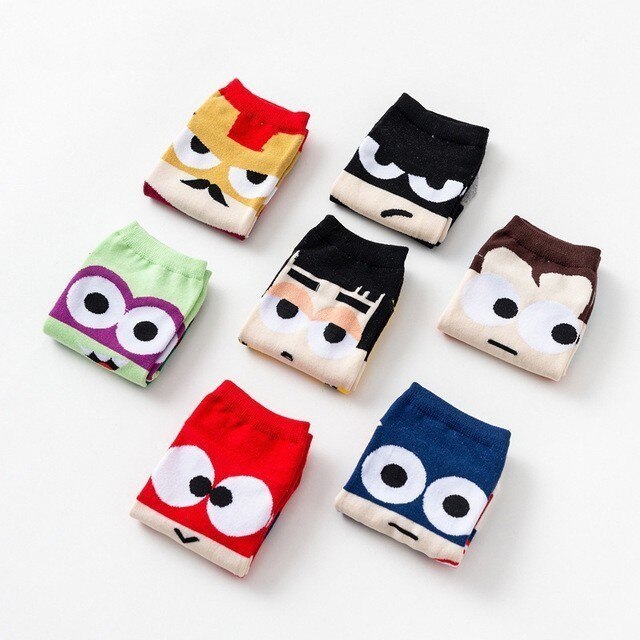 2019 Super hero 1 pair Cartoon children Teenagers short socks boys kids men America Captain adult Boat sock spiderman Cartoon