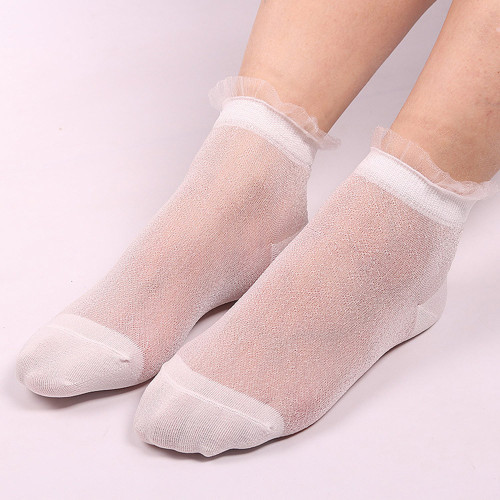 Lace boat socks Casual Socks Women Summer Sheer Silky Glitter Transparent Long Ankle Socks Elegant Of Fresh Women Summer Socks