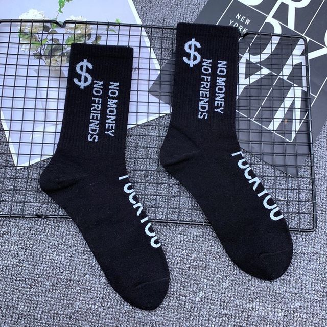 DONG AI Fashion Word Socks Street Halajuku Humored Sock Creative Sokken Hip Hop Street Skateboard Basketball Women Crew Sox