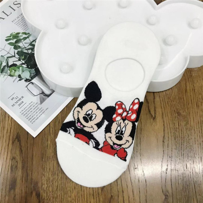 Disney Women Socks Cartoon Animal  mouse socks cute Kawaii Funny ankle Socks invisible Silicone slip Socks girl Cotton boat sock