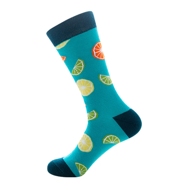 Men Socks Funny Cute Cartoon Graphics Fruits Orange Color Cherry Banana Strawberry Japanese Harajuku skateboard Sock