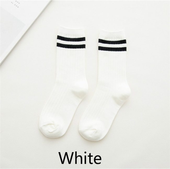 Funny Cute Japanese High School Girls Cotton Loose Striped Crew Socks Colorful Women Sox  Harajuku  Designer Retro Yellow White