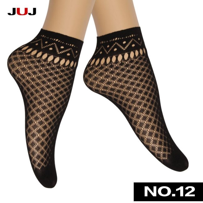 harajuku Sale Women's summer sexy mesh silk sock for female ultrathin transparent nylon short socks with lace high plus size
