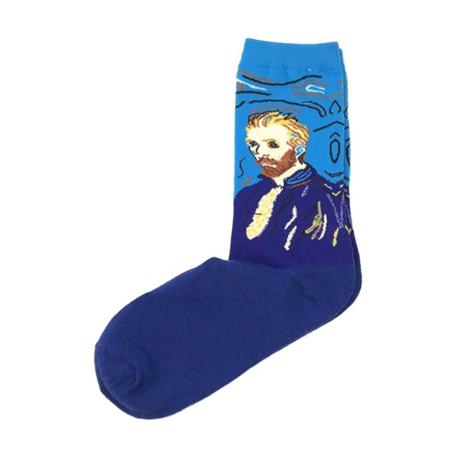 Men Cotton Retro Abstract Oil Painting Art Socks Shout Modern Van Gogh Starry Night Happy Oil Painting Skateboard Sock