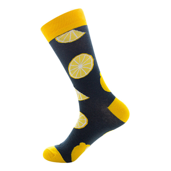 Men Socks Funny Cute Cartoon Graphics Fruits Orange Color Cherry Banana Strawberry Japanese Harajuku skateboard Sock