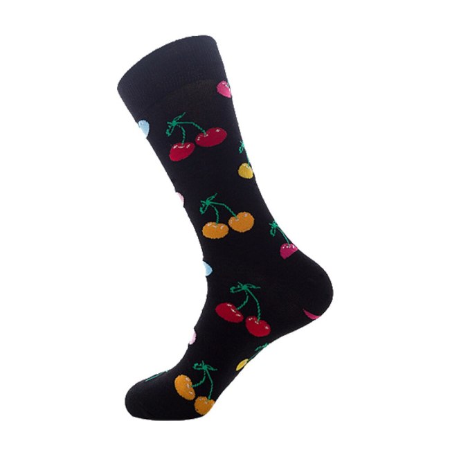 Men Socks Funny Cute Cartoon Graphics Fruits Orange Color Cherry Banana Strawberry Japanese Harajuku skateboard Sock